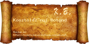 Kosztolányi Botond névjegykártya